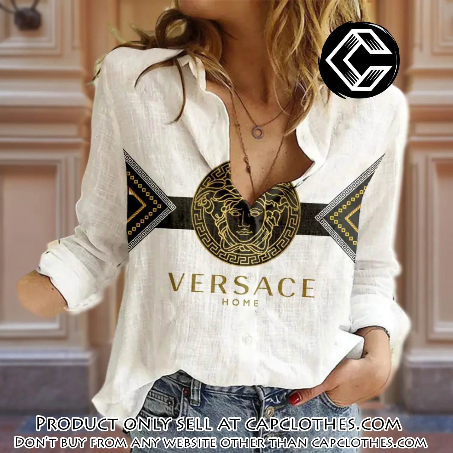 Versace luxury women casual shirt linen shirt wcs1068 cc0057172